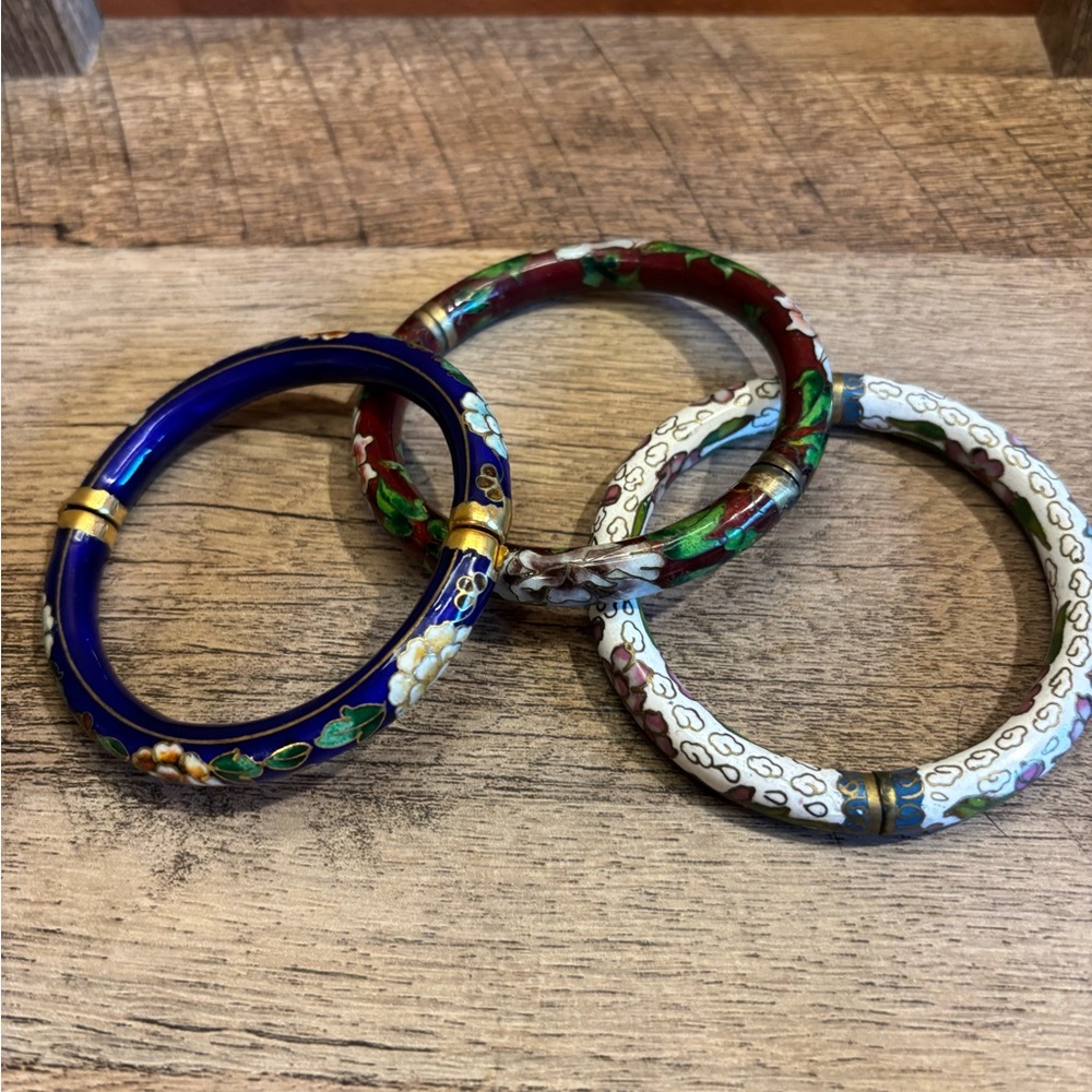 Vintage cloisonné bangles from China